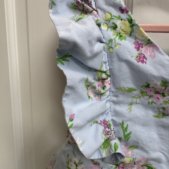 Janie and Jack Toddler Size 4 Floral Blue Short Sleeve Ruffle Dress - Picture 2 of 6